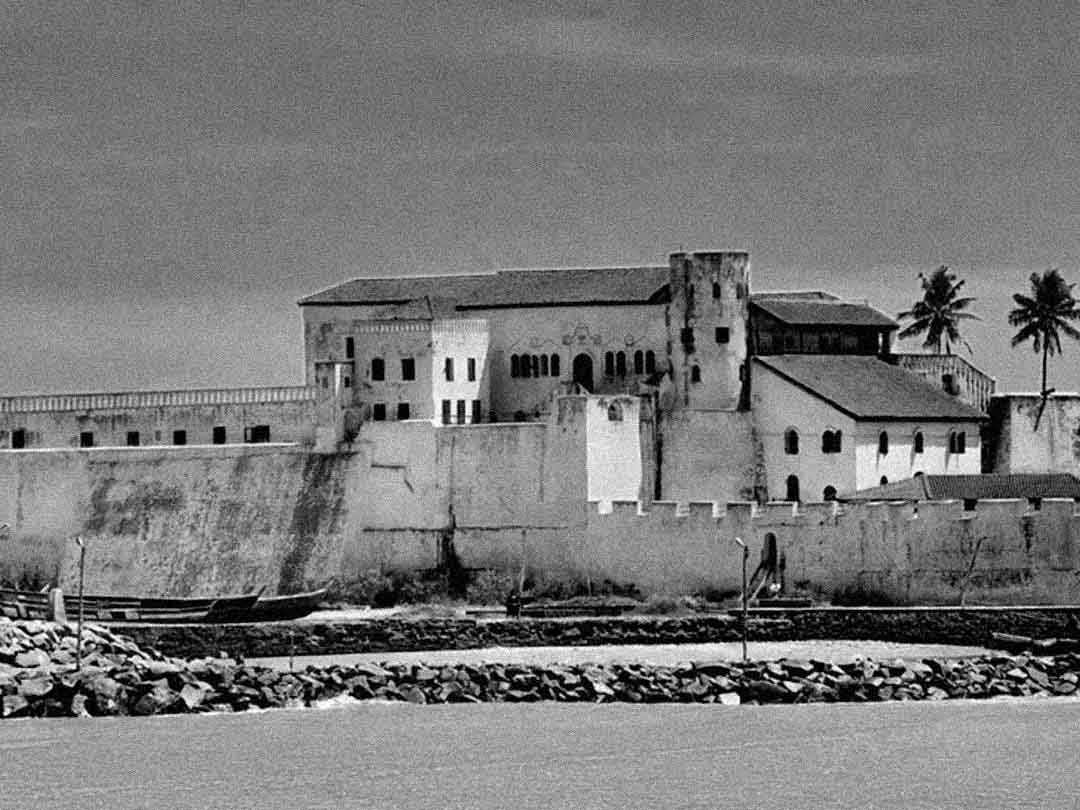 Elmina Castle seen from across the water.